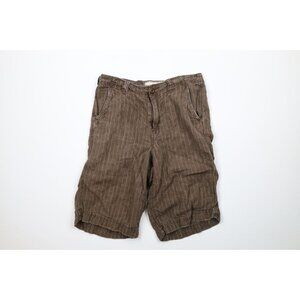Buckle BKE Mens Size 29 Thrashed Linen Weave Striped Summer Shorts Brown